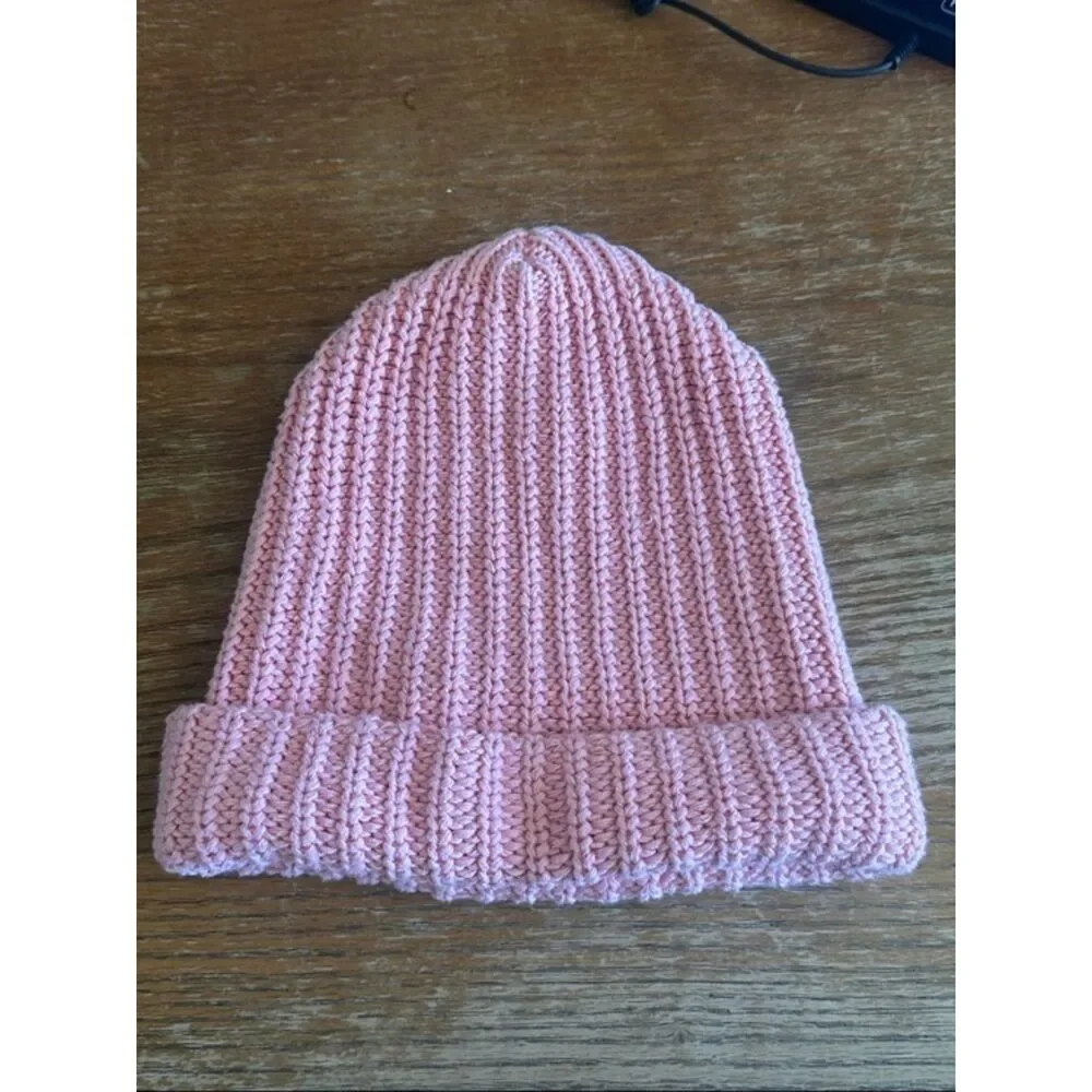 Love Your Melon Knit Beanie Womens OS Hat Logo Cuffed Pink Outdoor Preppy Girly